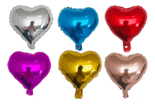 Pack X 50 Globos Corazon Metalizado 20 Cm Varios Colores