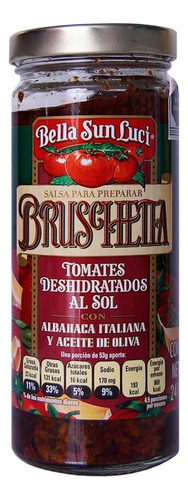 Tomate Deshidratado Brushetta Bella Sun Luci Con Albahaca Italiana 241g