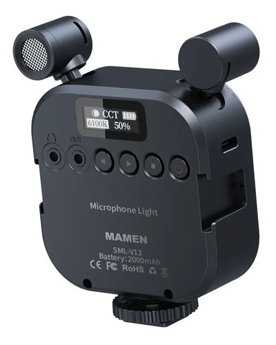 Imagen 2 de 10 de Microfono Stereo 2 En 1 Con Panel De Luz Led Rgb Y Blanca