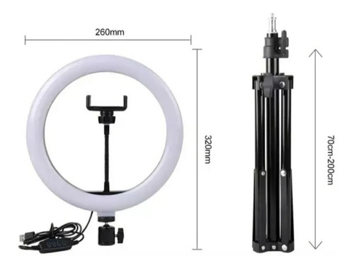 Aro De Luz Led Con Tripode Aro 26cm 2.1 Metros