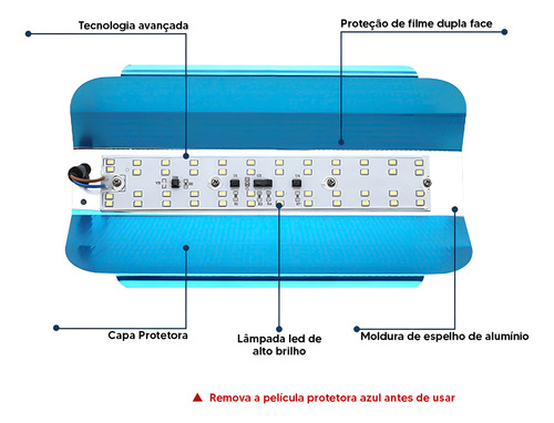 Kit 6 Refletor Led 100w Cor Da Luz Branco Frio 6500k