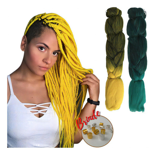 Jumbo Para Tranças Box Braids Cores Ombré Hair Ser Mulher Cor T1B/Yellow Preto/Amarelo