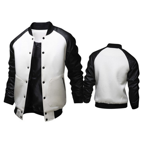 Chaqueta De Béisbol Con Mangas De Piel Para Hombre