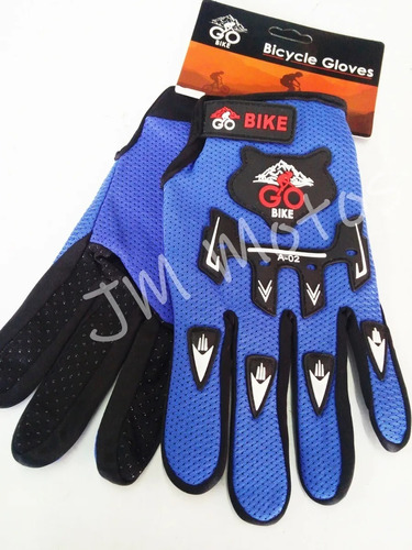 Guantes Moto Bicicleta Go Bike Largos Azul  - Racer Bikes 