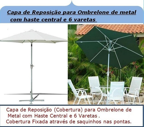 Capa Reposição P/ Ombrelone Central Metal Redondo 2,40 Mt 6v