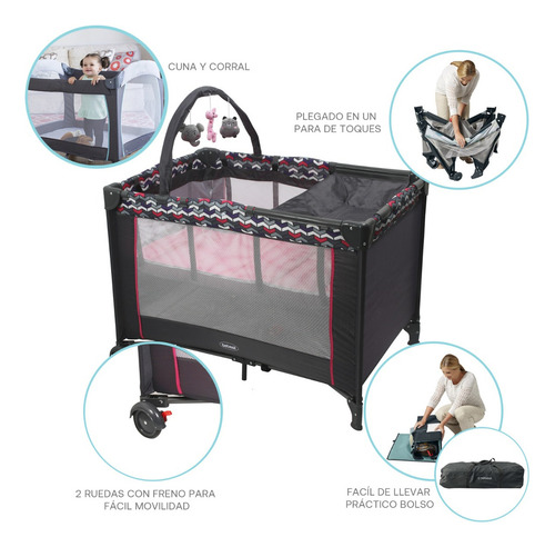 Cuna Pack & Play Bebesit Rosa Rosa Liso