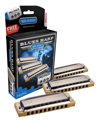 Hohner 3p532bx Ms System Blues Harp Pro Harmonica, Paquete .