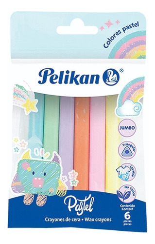 6 Crayones Jumbo Colores Pastel Pelikan Niños Escolar Dibujo