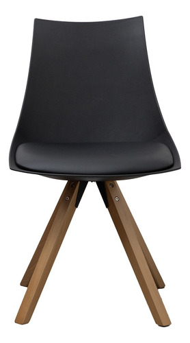 Set De 2 Sillas Para Comedor Minimalista Malaga Color de la estructura de la silla Natural Color del asiento Negro Diseño de la tela Vinil