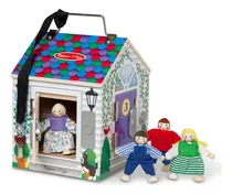 Comprar Casa De Muñecas Portátil De Madera Con 4 Muñecos Para Niños