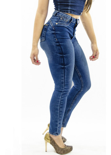 calça jeans de cintura alta feminina