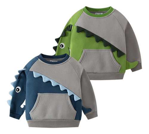 2pcs New Kids Knitted Quilted Dinosaur Top