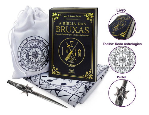 Livro A Bíblia Das Bruxas Edição Especial + Punhal + Toalha Kit Wicca 