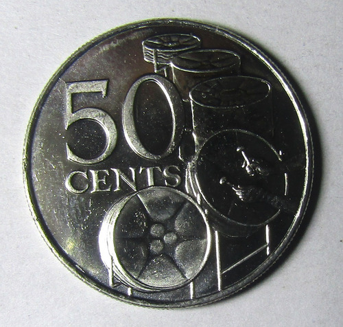 Trinidad Y Tobago Moneda Tambores Nativos 50 Centavos 2003