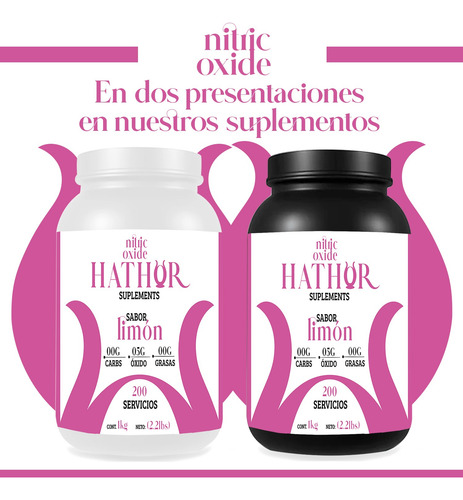 Óxido Nítrico Pre Entreno Hathor 1kg 200 Servicios Sabores Limón