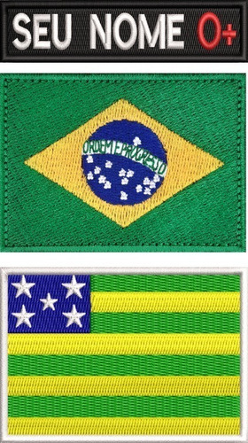 Kit 3pç Tarjeta C/ Nome Brasil Goiás P/ Jaqueta Moto Ban134