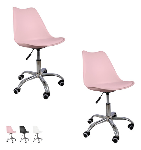 2 Sillas De Oficina Tulip Acolchonadas Con Ruedas Eames