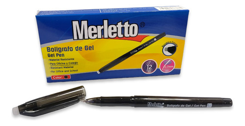 Boligrafo De Gel Borrable Negro 0.7mm Caja 12 Unds Merletto