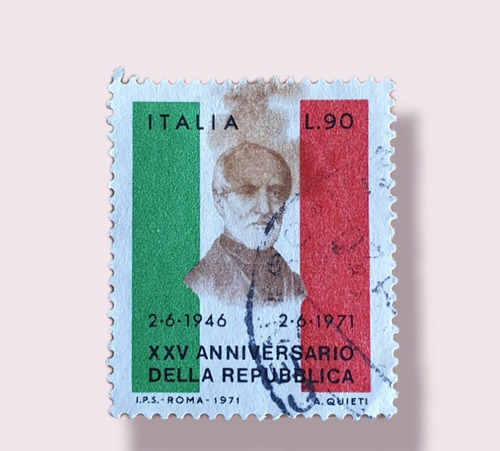 Estampilla Aniversario De La República Italia 1946 - 1971