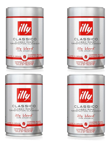 Cafe Illy En Grano Blend Clasico Lata X4 Latas Origen Italia
