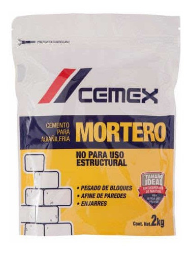 Cemento Mortero Cemex 2kg Gris