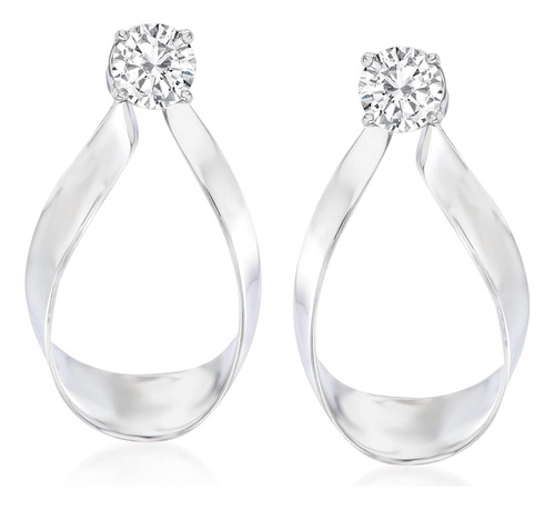 Pendientes Moño Colgantes Cinta De Plata Ley De Ross-simons