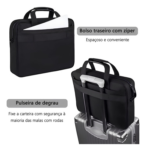 Pasta Para Notebook, Bolsa Notebook Para 15,6 Polegadas Masculina Impermeável E Acolchoada, Maleta Para Notebook Executiva Portátil Estilo Bandolera Acessórios Para Notebook Taygeer 1073 Cor Preto
