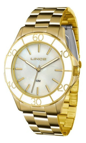 Relógio Lince Original Urban Feminino Dourado Lrgj067l Cor do fundo Branco