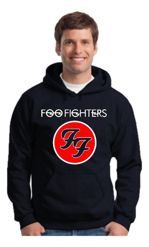 Foo Fighters - Buzo Negro Canguro Hoodie Unisex Con Capucha