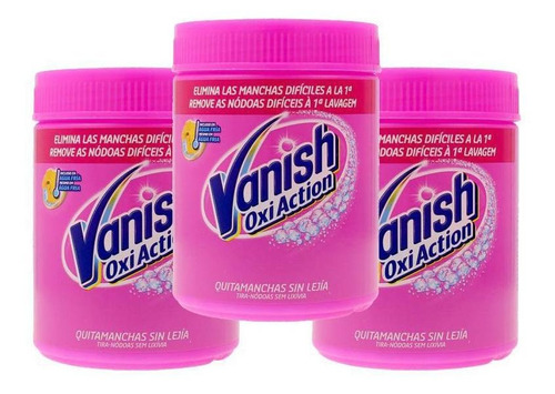 Tira Manchas Em Pó Vanish Oxi Action Pink 450g Kit 3