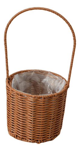 Cesta De Picnic De Mimbre Hecha A Mano Con Asa Para Despensa
