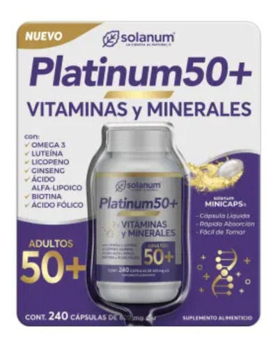 Multivitamínico Solanum Platinum 50+ Con 240 Cápsulas