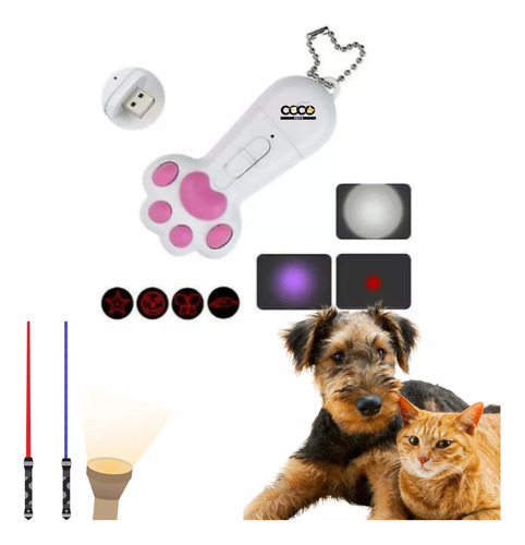 Laser 5 En 1 Lámpara Led Luz Negra Garrita Juguete Para Gato