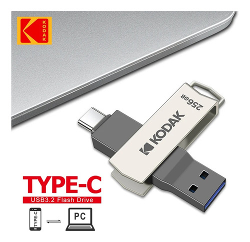 Pen Drive Kodak Dual K273 Series Usb-a 3.2 / Tipo-c 256 Gb C