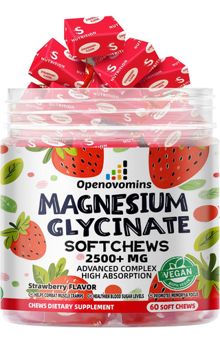 Mades Macias De Glicinato De Magnésio, Sabor De Morango. Mad