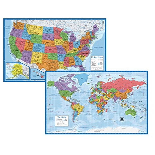 Mapa Del Mundo Y Mapa De Estados Unidos Laminados, Tama...