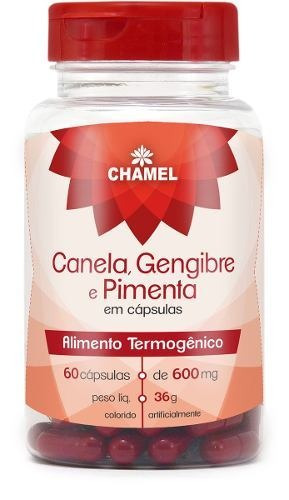 Suplemento em cápsula Chamel  Canela, Gengibre & Pimenta termogênico Canela, Gengibre & Pimenta