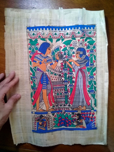 Lote 9 Laminas Papel Papiro Egipcio Genuino Pintado A Mano (Usado)