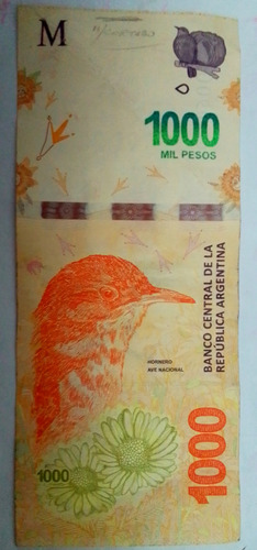Billete Error De Corte, Hornero $ 1000, Coleccion Errores.