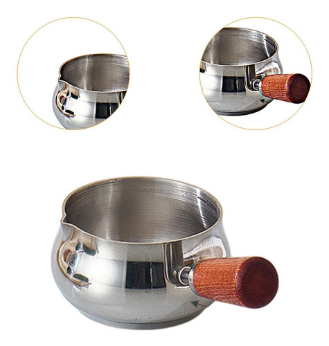 Taza De De Acero Inoxidable Con Mango De Madera Taza M Plata