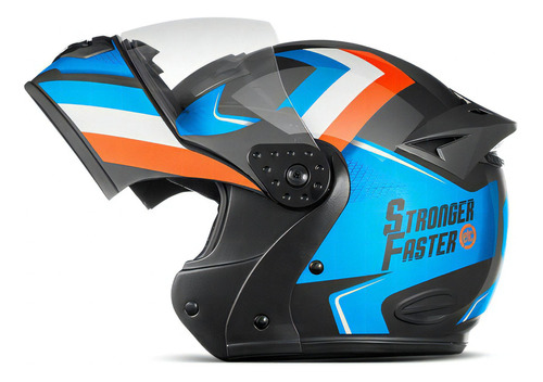 Capacete Robocop Stronger Faster Gladiator Etceter Fosco Cor Azul/Laranja Tamanho do capacete 60