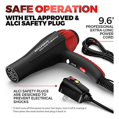 Secador D/cabello Bellforno IĂłnico Profissional 2200w - Negr