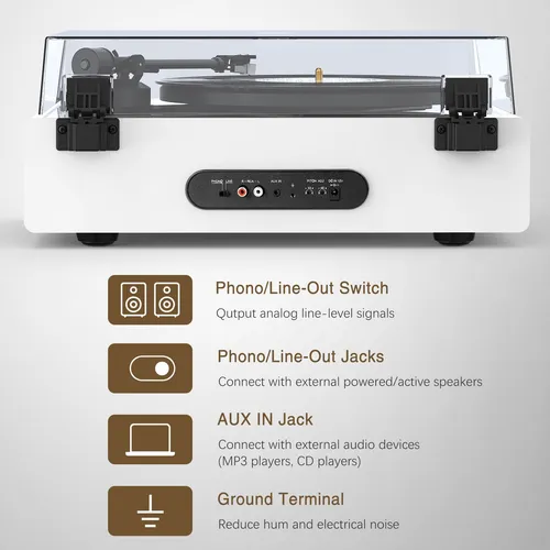 Tocadiscos Bluetooth Alta Fidelidad Con Altavoces Integrados