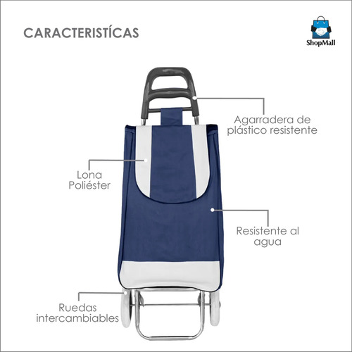 Carrito Para Mandando Plegable Bolsa Multiusos Resistente Color Azul