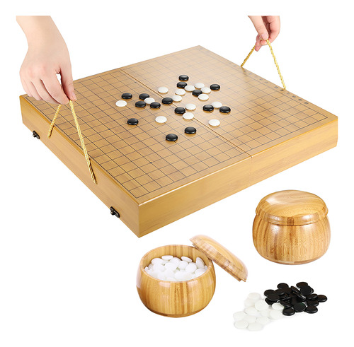 Juego De Go Portátil Con Tablero De Madera.caja De Almacen