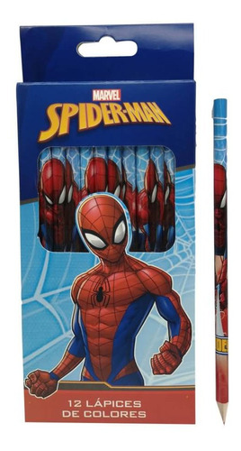 Set De Lapices De Colores X12 Unid Hombre Araña Spiderman