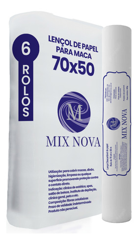 Lençol Descartavel Papel Hospitalar 70x50 Cx Kit 06 Rolos Mix Nova en pacote6