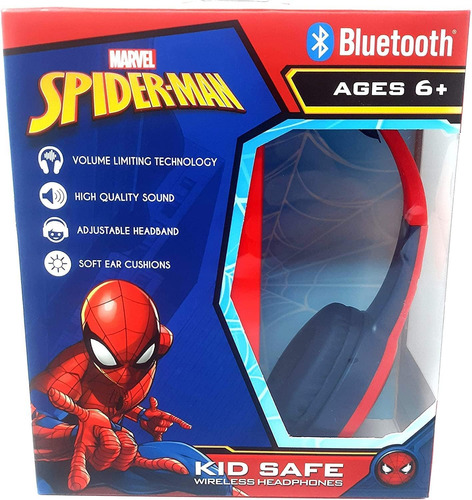 Spider Man Bluetooth Auriculares Seguros Niños Almohadillas
