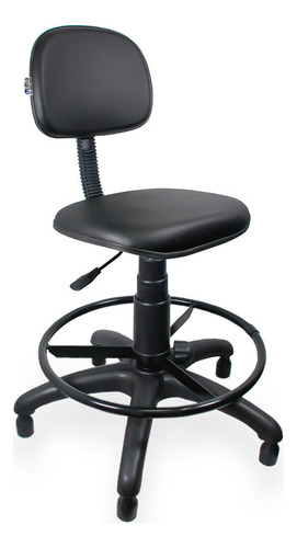 Cadeira de escritório Ultra Móveis Corporativo Caixa couro ecológico ergonômica  preta com estofado de couro sintético