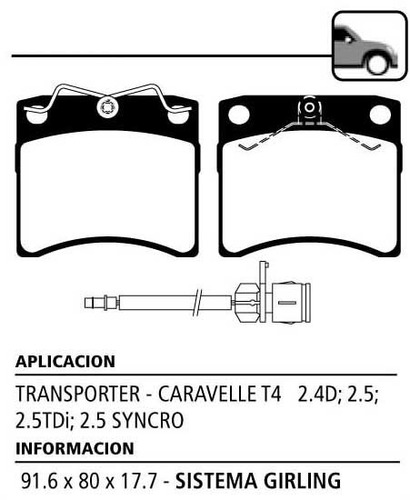 Juego Pastillas De Freno Litton P/ Volkswagen Caravelle